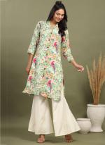 Pure Muslin Multi Colour Festival Wear Digital Printed Readymade Kurti With Plazzo